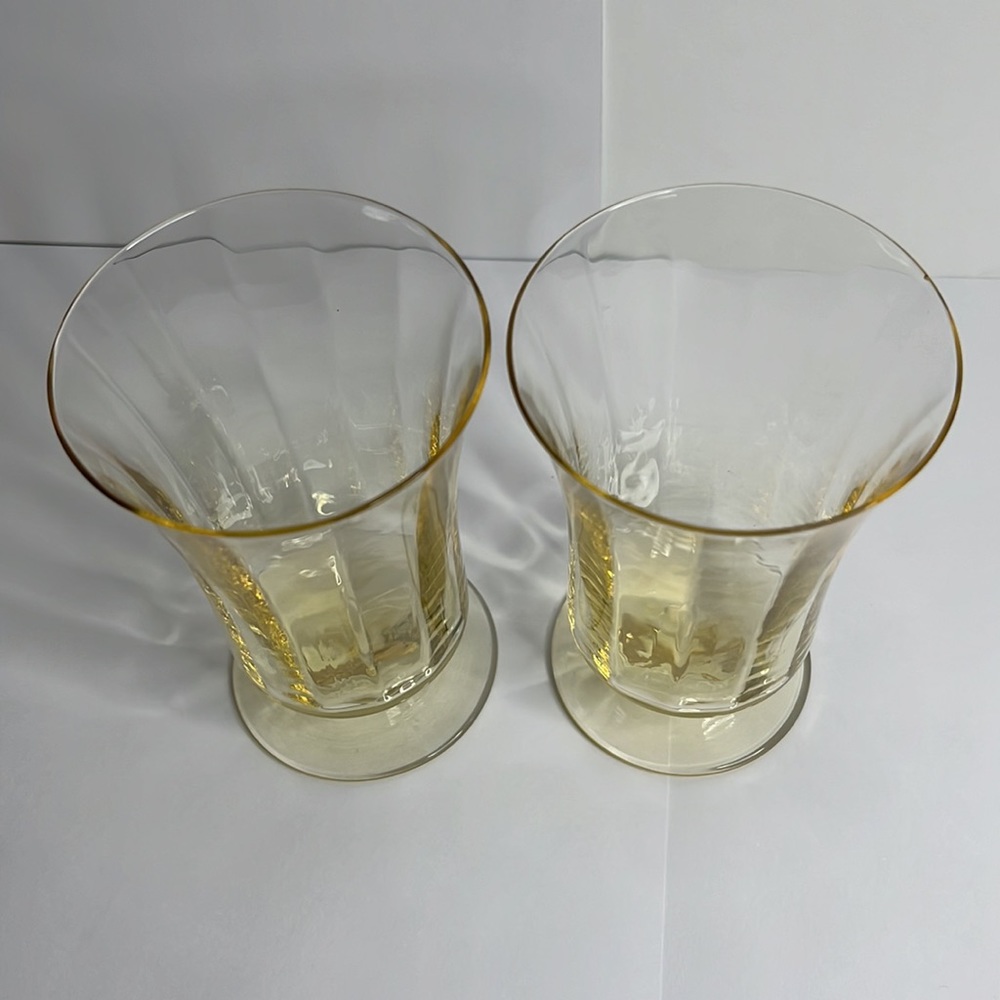 Fostoria Misty Yellow Footed Juice Glasses – Set of 2, Mid-Century Vintage